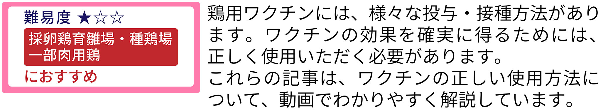 鶏用ワクチンの接種手順（全3回）